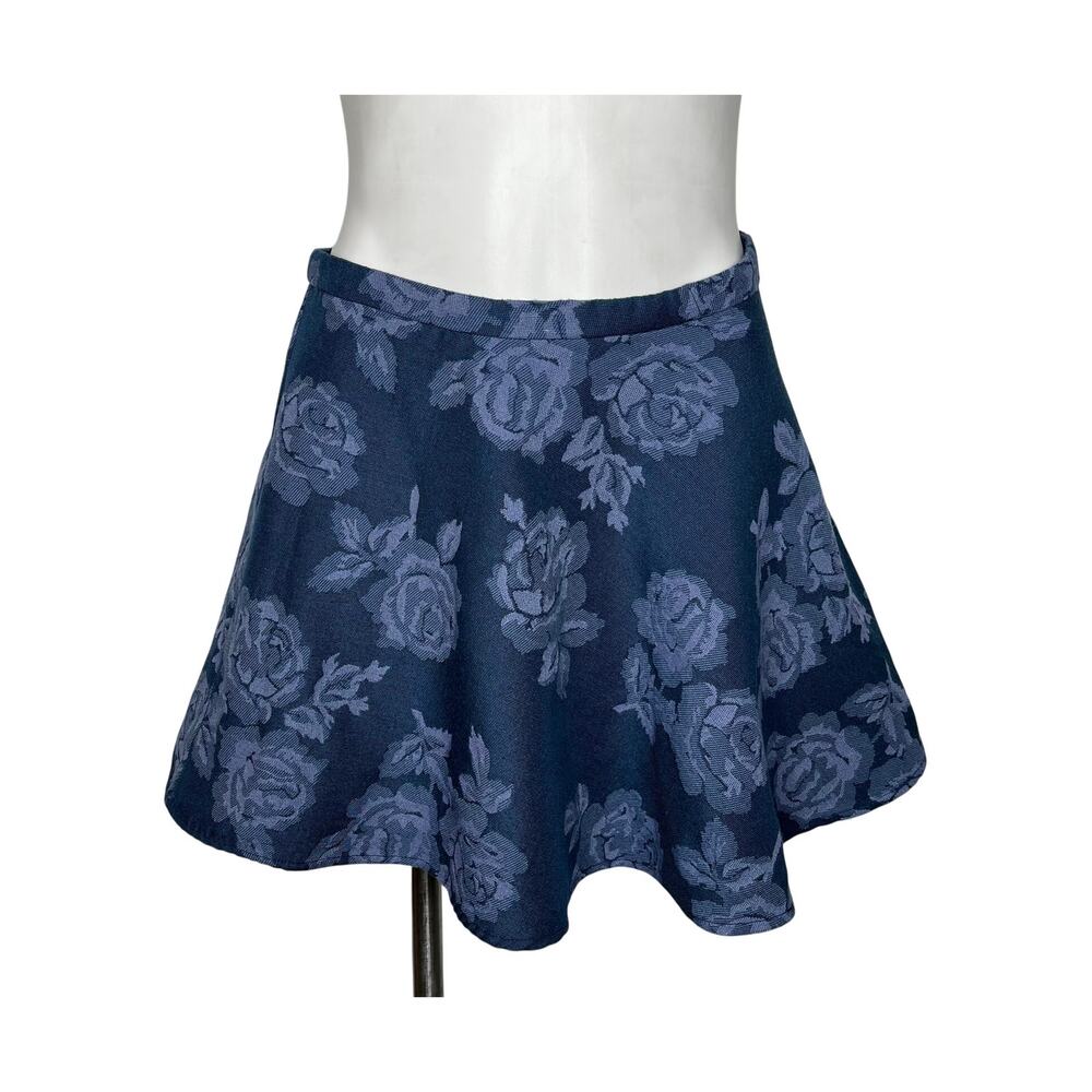 ABERCROMBIE & FITCH Ruffle Mini Skirt Navy Blue Floral Print Size Medium